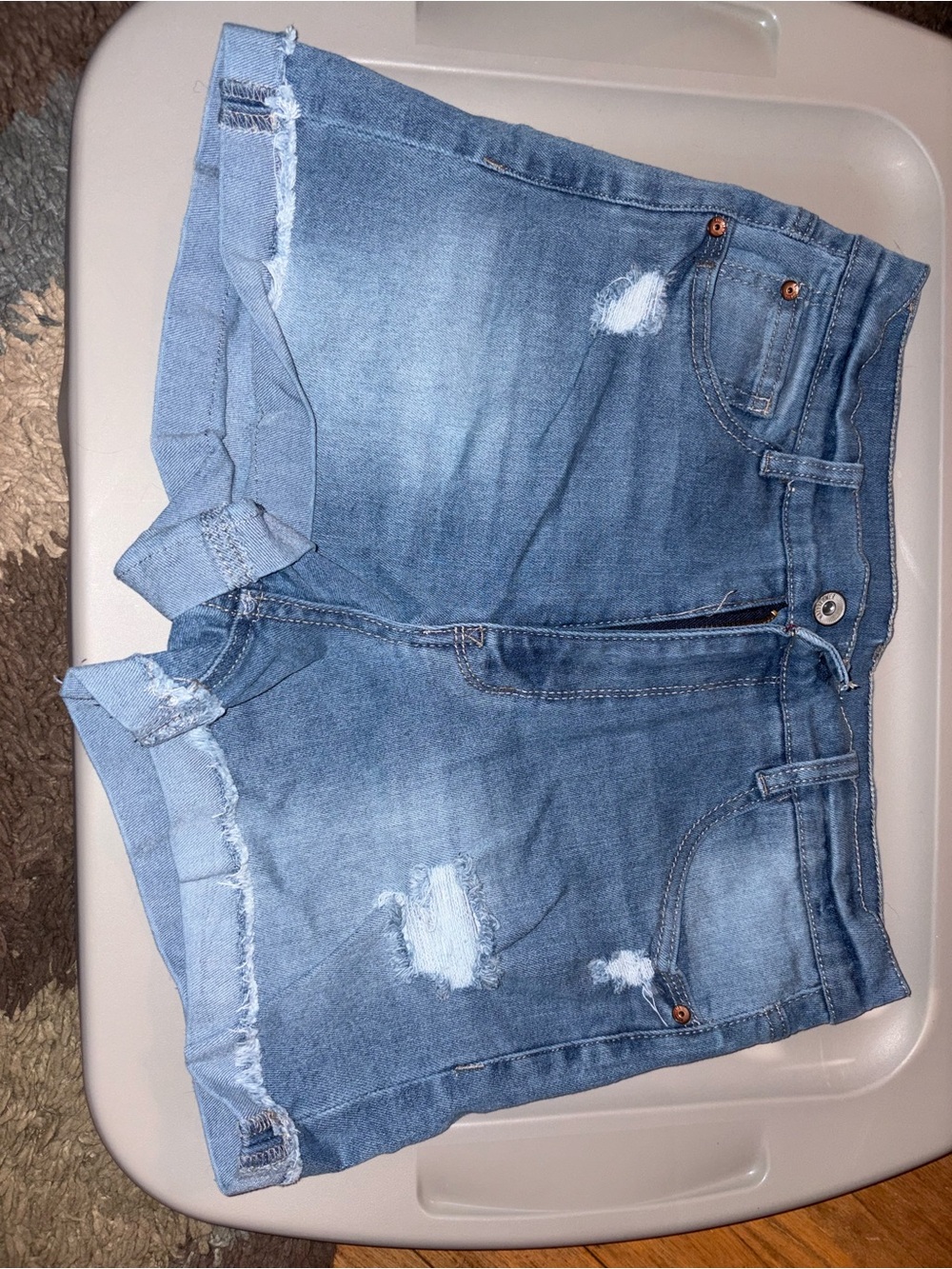 Wallflower Light Blue Distressed Denim Shorts
